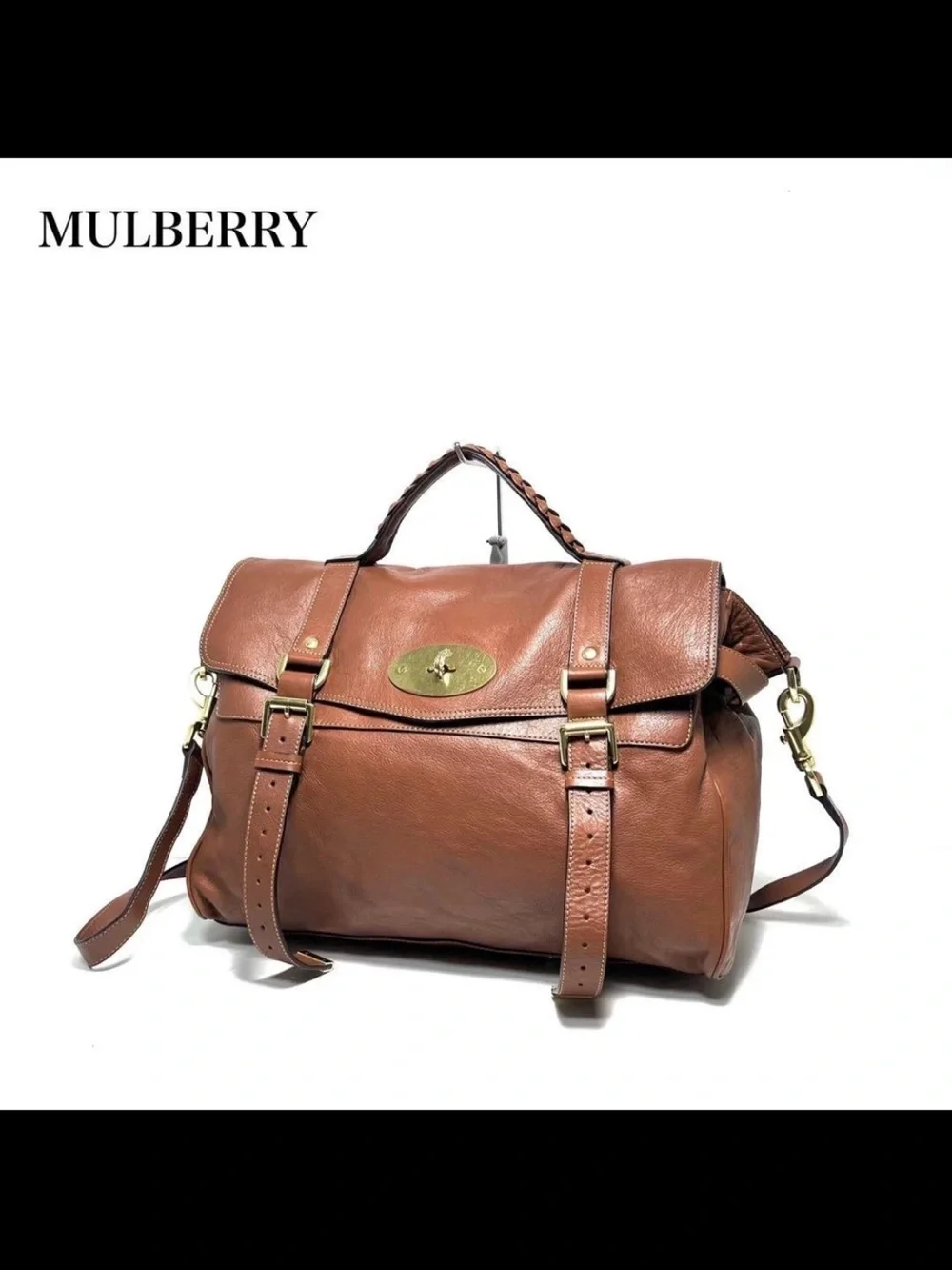 Mulberry Chestnut Brown Leather Satchel with Gold Hardware